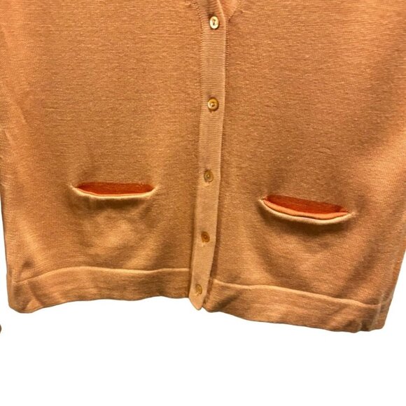 Faconnable Womens  Long Sleeves Cashmere Silk Cardigan Sweater Orange Size XS - Picture 4 of 9